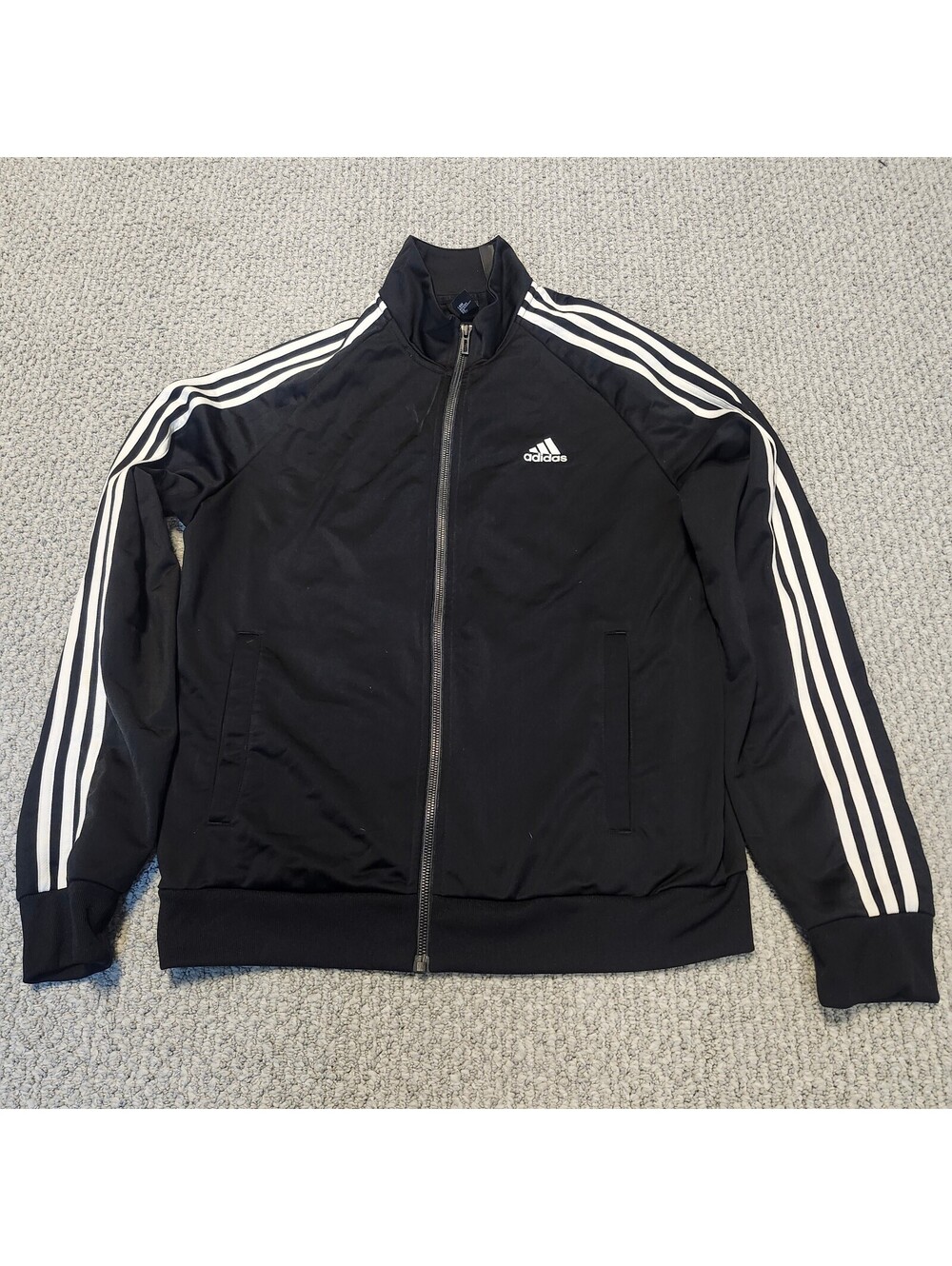 Adidas Track Jacket Black White Full Zip Men's Size Medium
